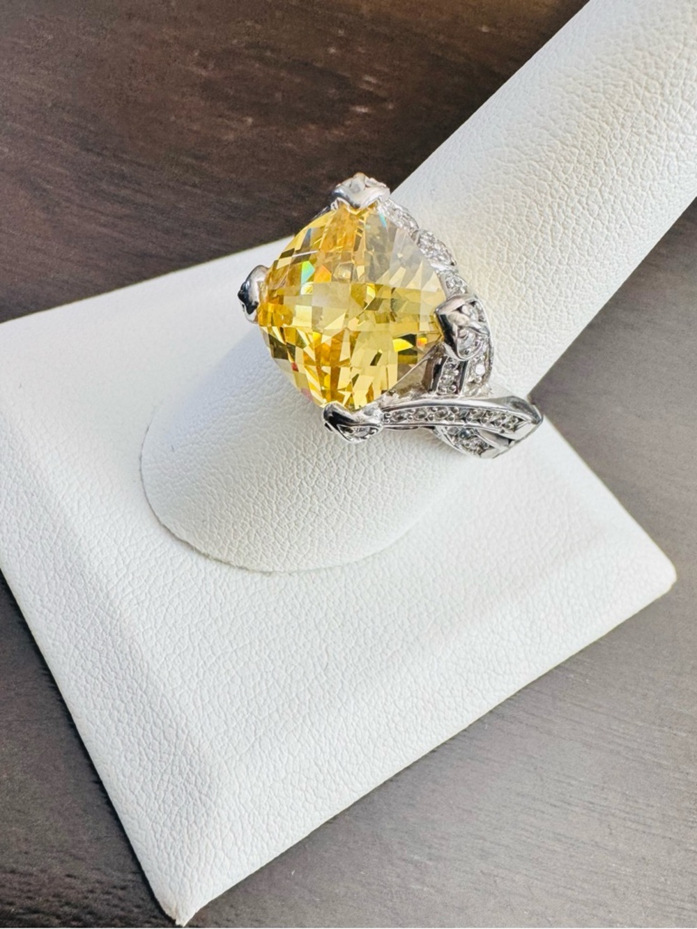 Vintage Sterling Silver Citrine Statement Ring size 10 - Picture 3 of 7